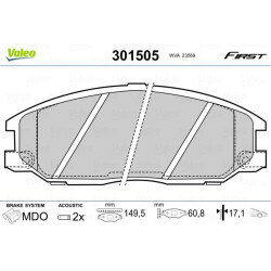Stabdžių trinkelių rinkinys, diskinis stabdys VALEO 301505