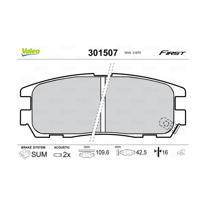 Stabdžių trinkelių rinkinys, diskinis stabdys VALEO 301507