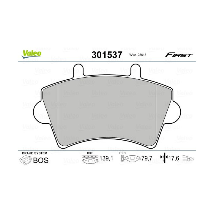 Stabdžių trinkelių rinkinys, diskinis stabdys VALEO 301537