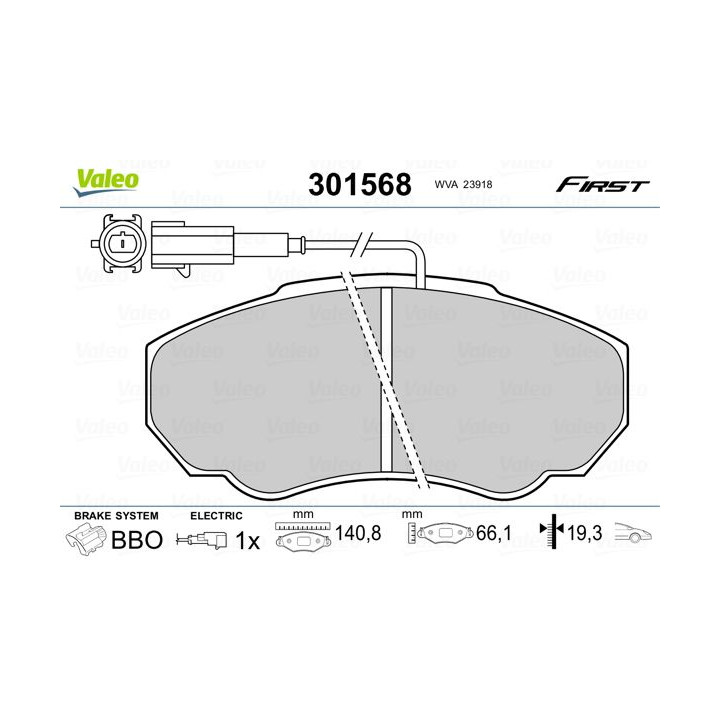 Stabdžių trinkelių rinkinys, diskinis stabdys VALEO 301568