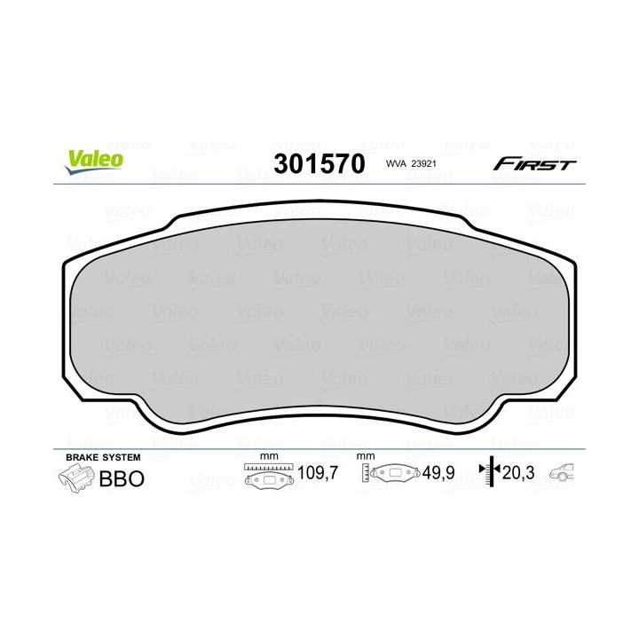 Stabdžių trinkelių rinkinys, diskinis stabdys VALEO 301570