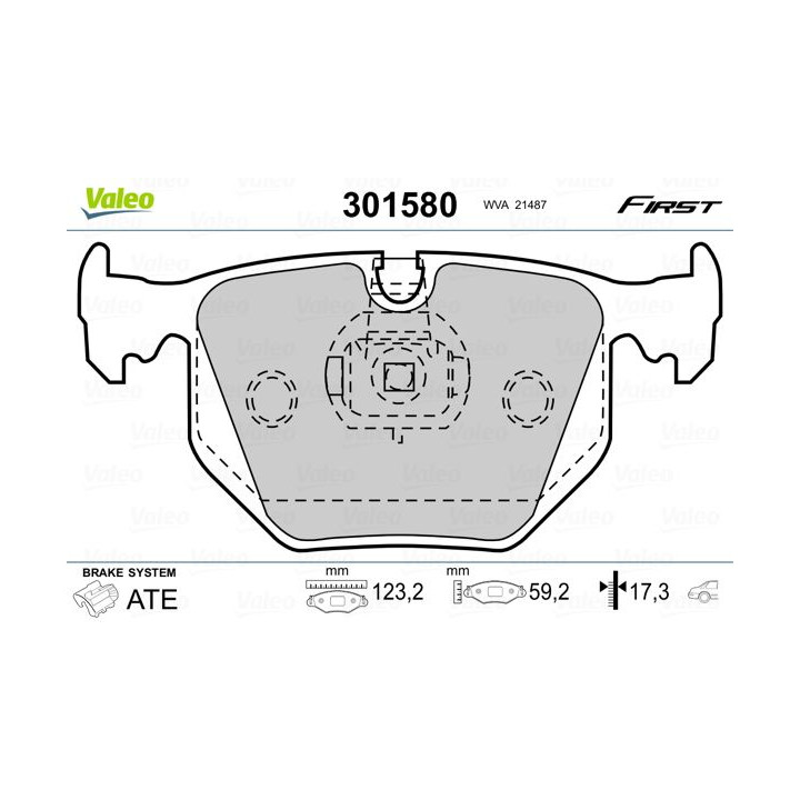 Stabdžių trinkelių rinkinys, diskinis stabdys VALEO 301580