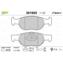Stabdžių trinkelių rinkinys, diskinis stabdys VALEO 301605