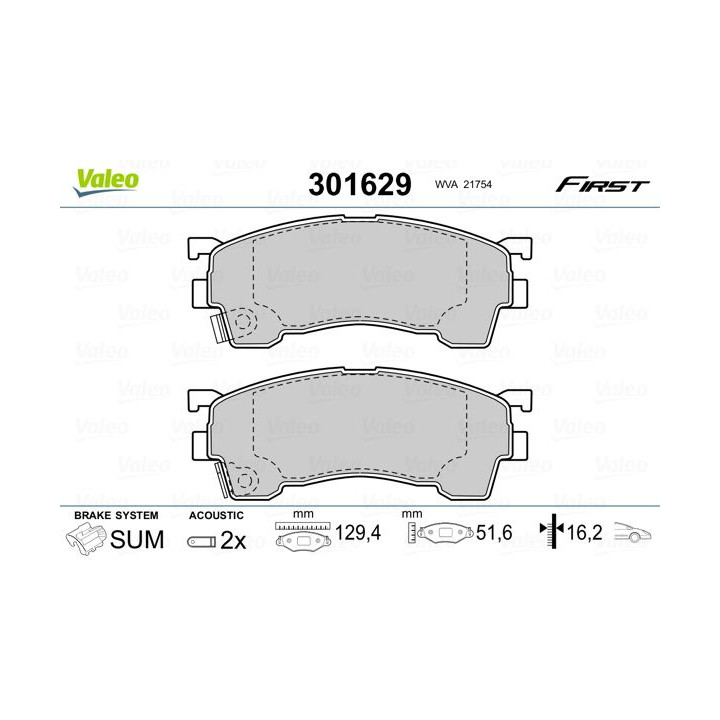 Stabdžių trinkelių rinkinys, diskinis stabdys VALEO 301629