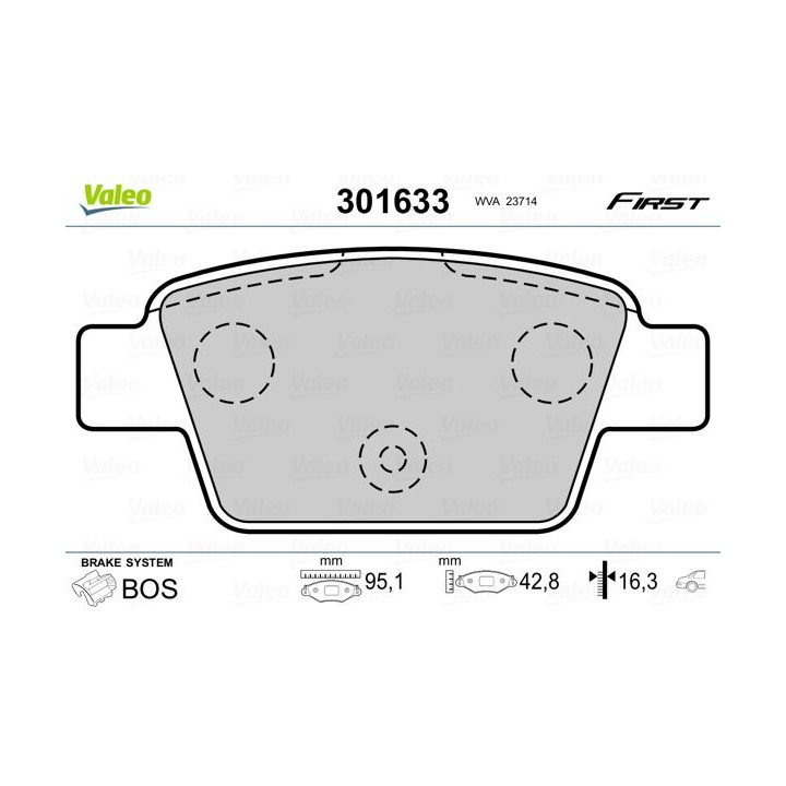 Stabdžių trinkelių rinkinys, diskinis stabdys VALEO 301633