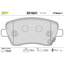 Stabdžių trinkelių rinkinys, diskinis stabdys VALEO 301641