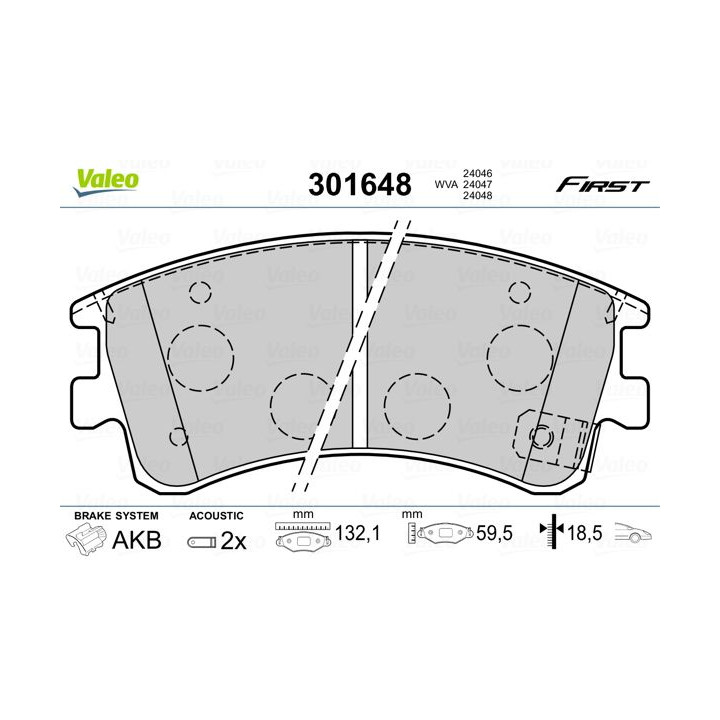 Stabdžių trinkelių rinkinys, diskinis stabdys VALEO 301648