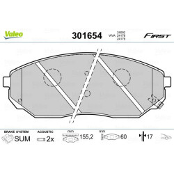 Stabdžių trinkelių rinkinys, diskinis stabdys VALEO 301654