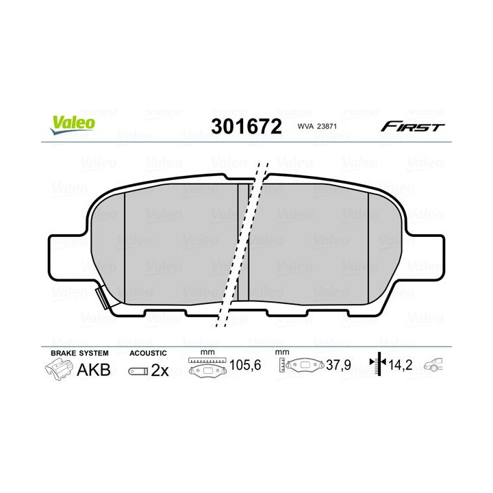 Stabdžių trinkelių rinkinys, diskinis stabdys VALEO 301672