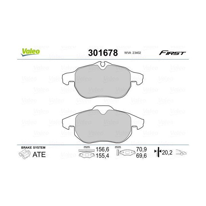 Stabdžių trinkelių rinkinys, diskinis stabdys VALEO 301678