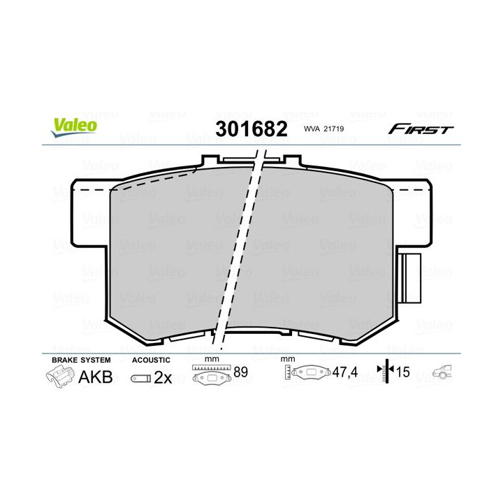 Stabdžių trinkelių rinkinys, diskinis stabdys VALEO 301682