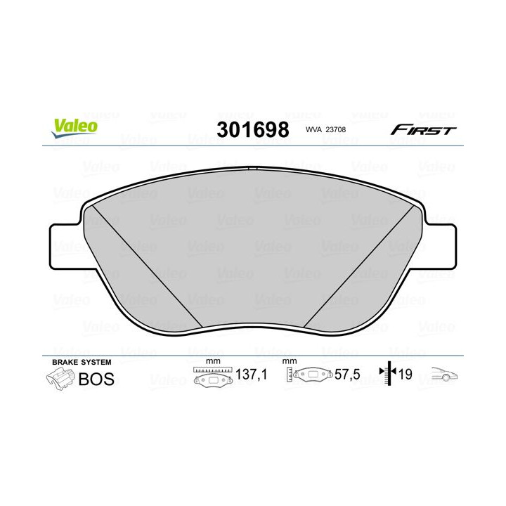 Stabdžių trinkelių rinkinys, diskinis stabdys VALEO 301698