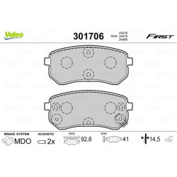 Stabdžių trinkelių rinkinys, diskinis stabdys VALEO 301706