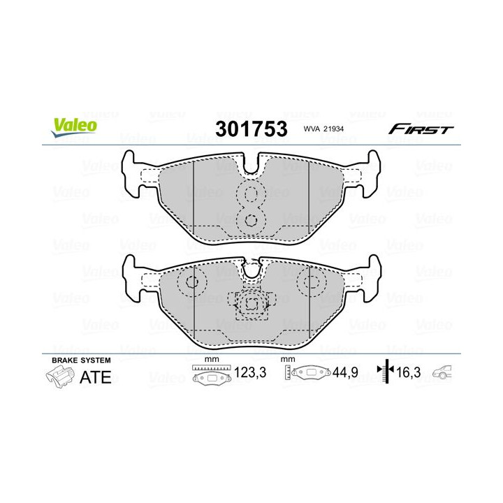 Stabdžių trinkelių rinkinys, diskinis stabdys VALEO 301753