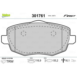 Stabdžių trinkelių rinkinys, diskinis stabdys VALEO 301761