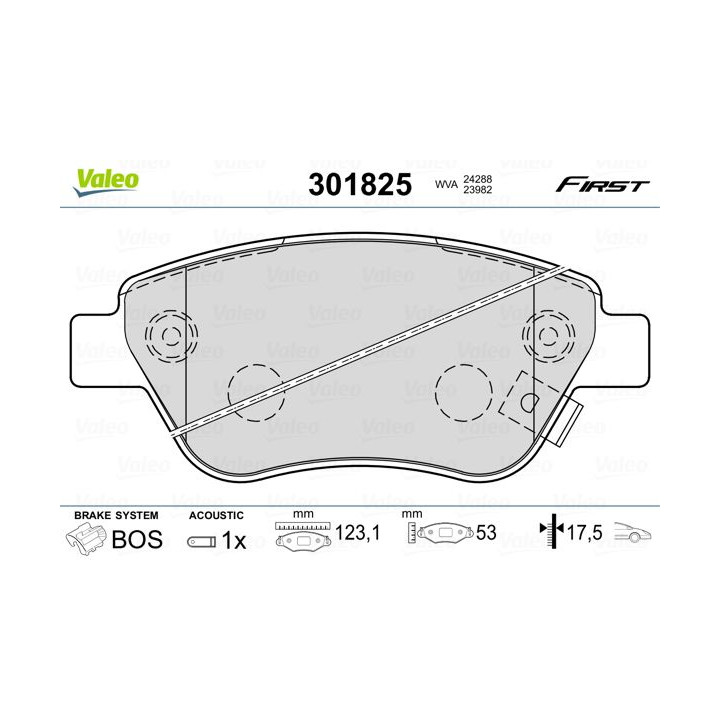 Stabdžių trinkelių rinkinys, diskinis stabdys VALEO 301825
