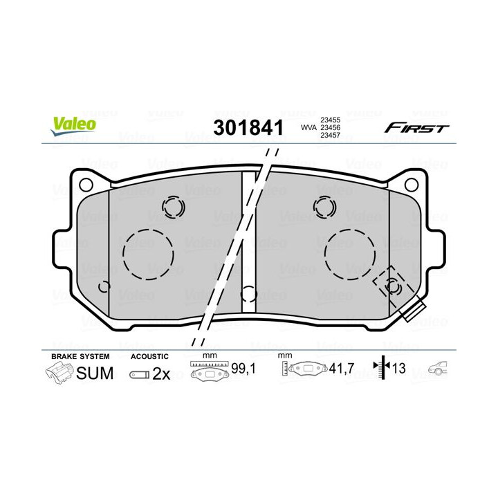 Stabdžių trinkelių rinkinys, diskinis stabdys VALEO 301841