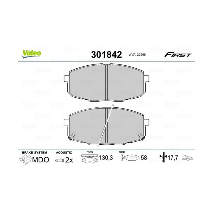 Stabdžių trinkelių rinkinys, diskinis stabdys VALEO 301842