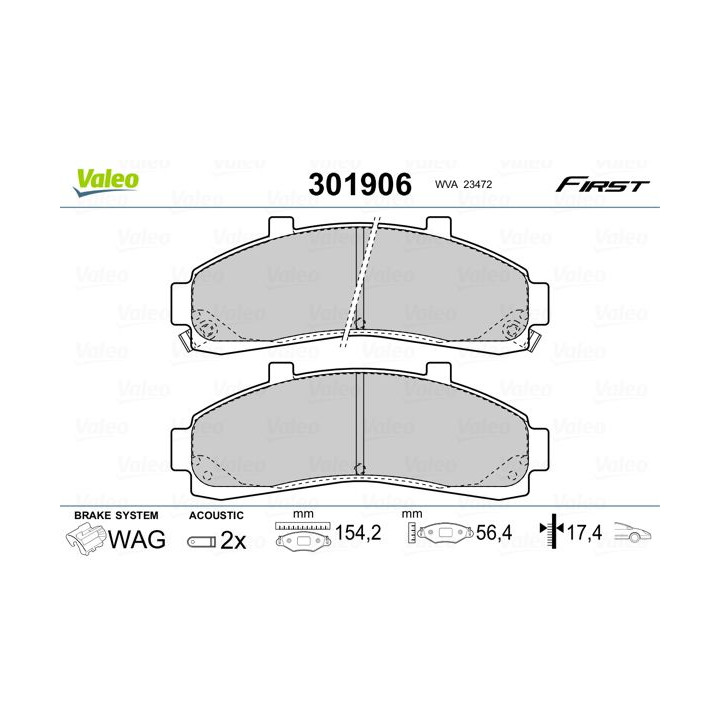 Stabdžių trinkelių rinkinys, diskinis stabdys VALEO 301906