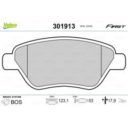 Stabdžių trinkelių rinkinys, diskinis stabdys VALEO 301913