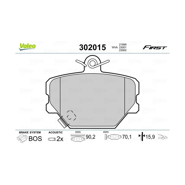 Stabdžių trinkelių rinkinys, diskinis stabdys VALEO 302015