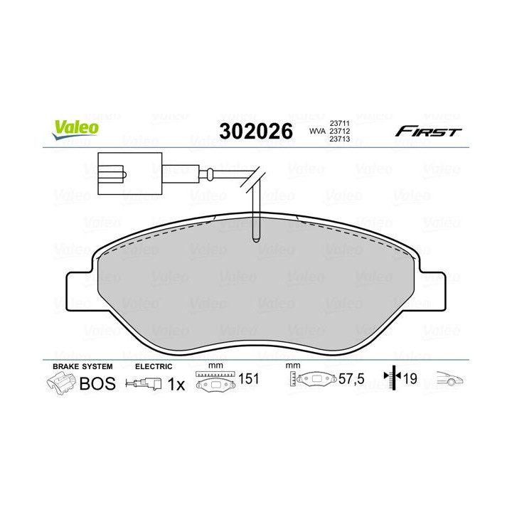 Stabdžių trinkelių rinkinys, diskinis stabdys VALEO 302026
