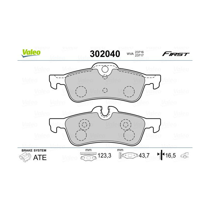 Stabdžių trinkelių rinkinys, diskinis stabdys VALEO 302040
