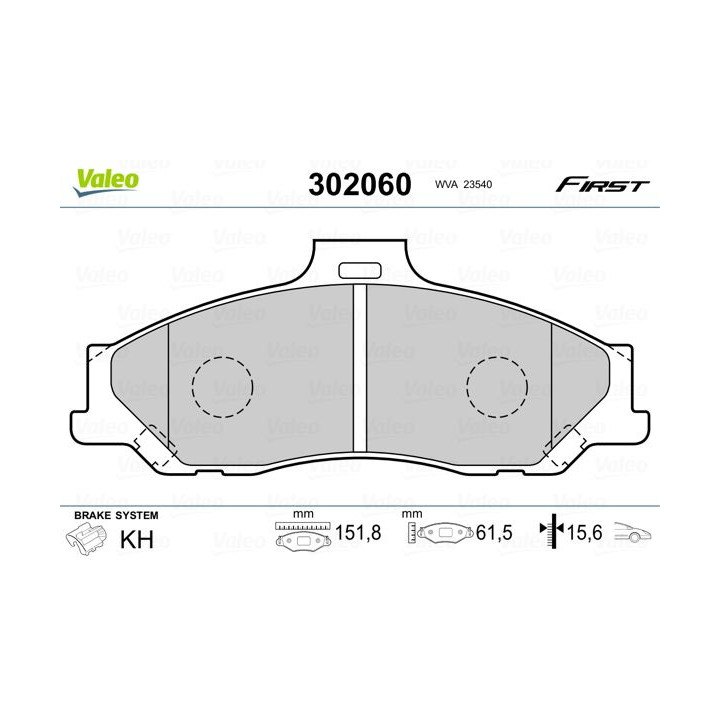 Stabdžių trinkelių rinkinys, diskinis stabdys VALEO 302060