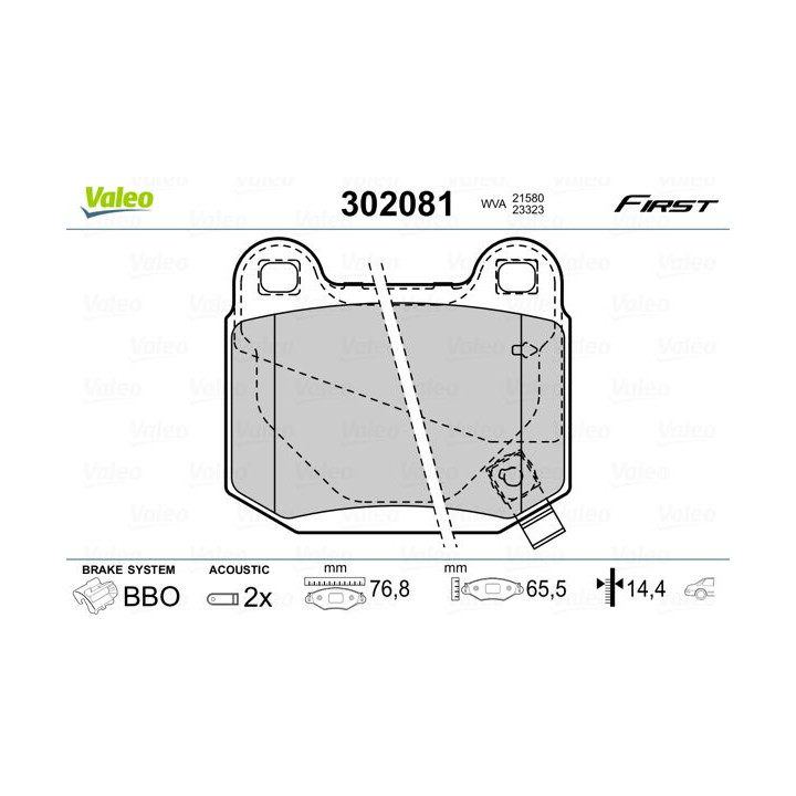 Stabdžių trinkelių rinkinys, diskinis stabdys VALEO 302081