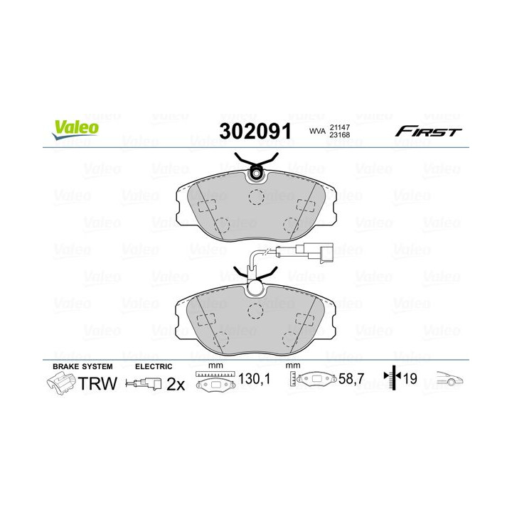 Stabdžių trinkelių rinkinys, diskinis stabdys VALEO 302091