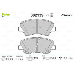 Stabdžių trinkelių rinkinys, diskinis stabdys VALEO 302139
