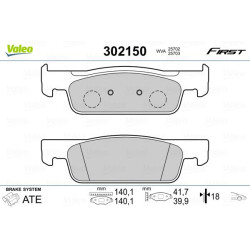Stabdžių trinkelių rinkinys, diskinis stabdys VALEO 302150