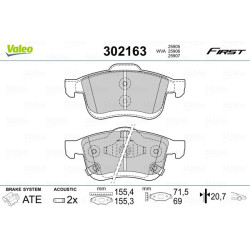 Stabdžių trinkelių rinkinys, diskinis stabdys VALEO 302163