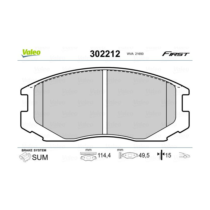 Stabdžių trinkelių rinkinys, diskinis stabdys VALEO 302212