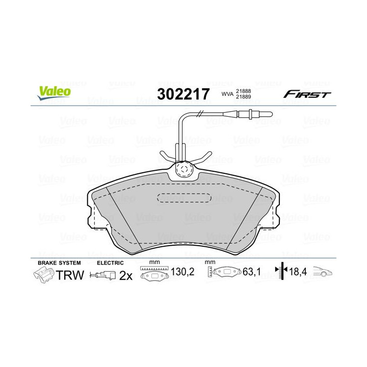 Stabdžių trinkelių rinkinys, diskinis stabdys VALEO 302217