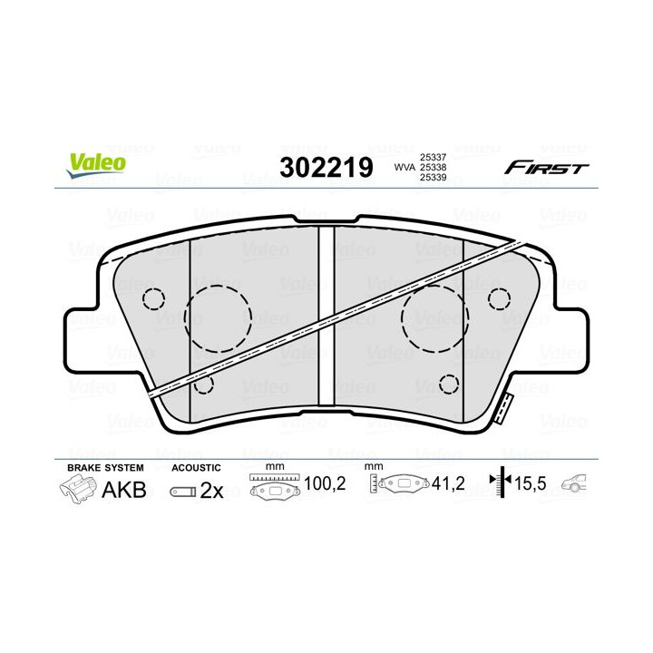 Stabdžių trinkelių rinkinys, diskinis stabdys VALEO 302219