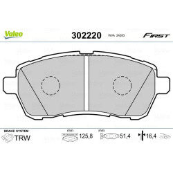Stabdžių trinkelių rinkinys, diskinis stabdys VALEO 302220