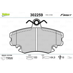 Stabdžių trinkelių rinkinys, diskinis stabdys VALEO 302259