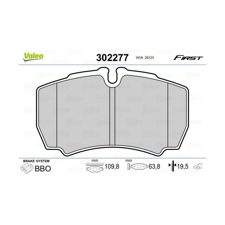 Stabdžių trinkelių rinkinys, diskinis stabdys VALEO 302277