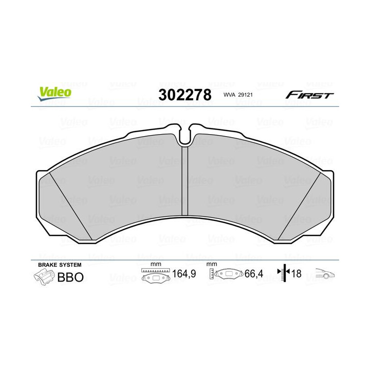 Stabdžių trinkelių rinkinys, diskinis stabdys VALEO 302278