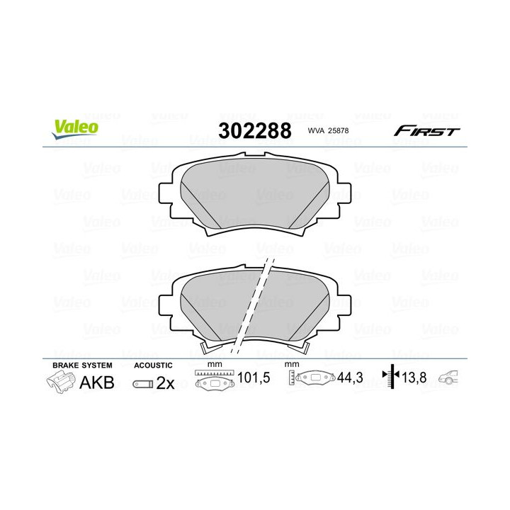 Stabdžių trinkelių rinkinys, diskinis stabdys VALEO 302288