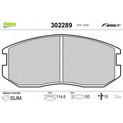 Stabdžių trinkelių rinkinys, diskinis stabdys VALEO 302289