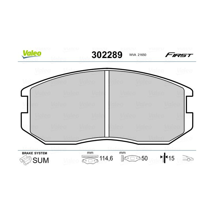 Stabdžių trinkelių rinkinys, diskinis stabdys VALEO 302289