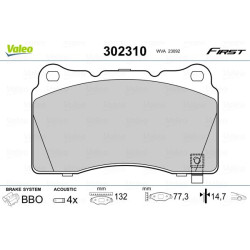 Stabdžių trinkelių rinkinys, diskinis stabdys VALEO 302310
