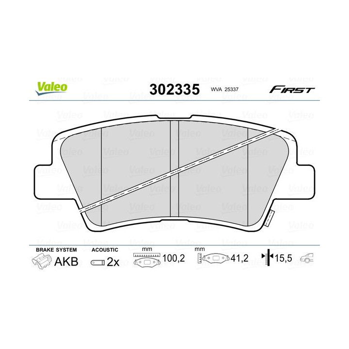 Stabdžių trinkelių rinkinys, diskinis stabdys VALEO 302335