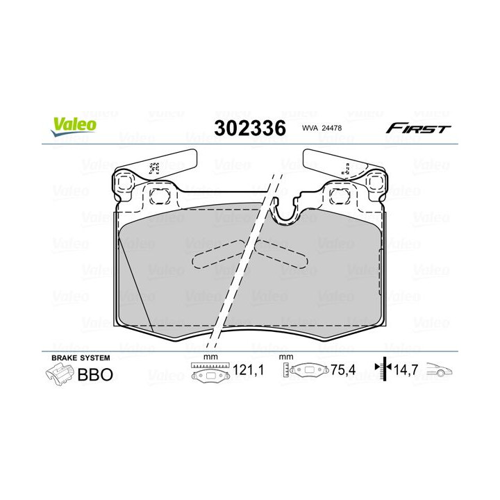 Stabdžių trinkelių rinkinys, diskinis stabdys VALEO 302336