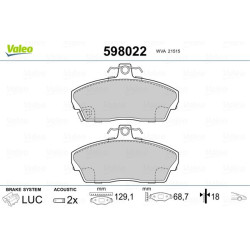 Stabdžių trinkelių rinkinys, diskinis stabdys VALEO 598022