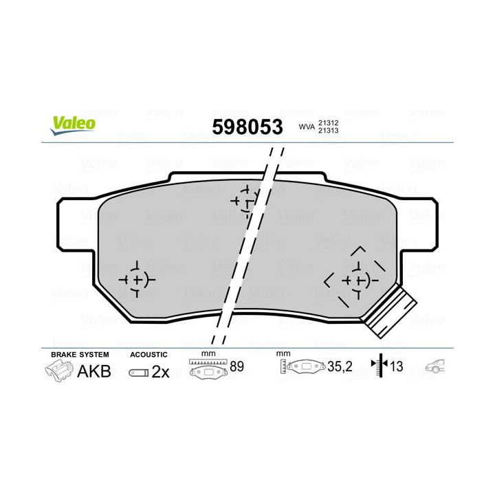 Stabdžių trinkelių rinkinys, diskinis stabdys VALEO 598053