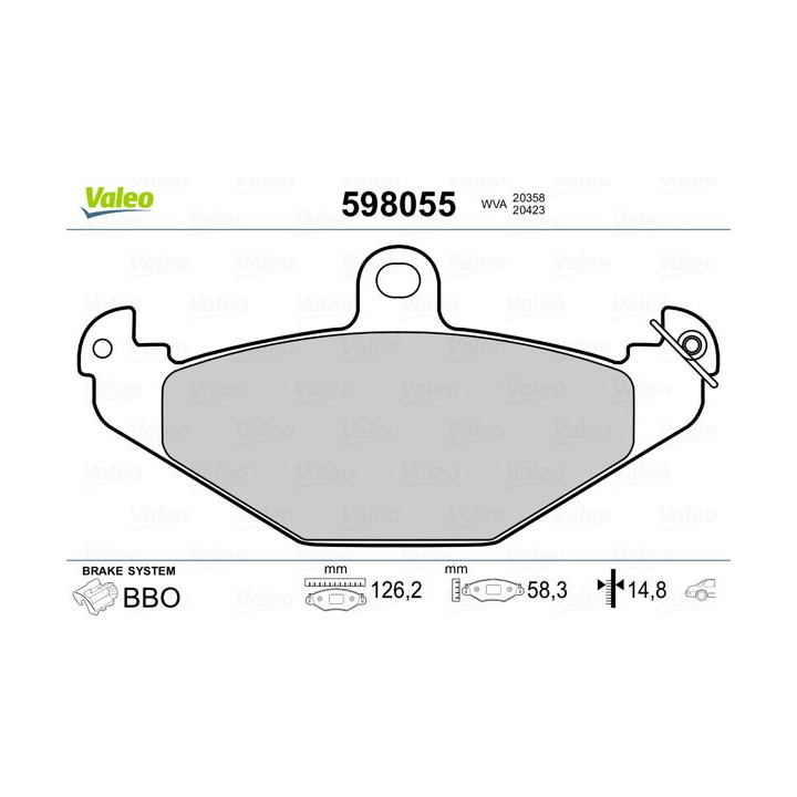 Stabdžių trinkelių rinkinys, diskinis stabdys VALEO 598055