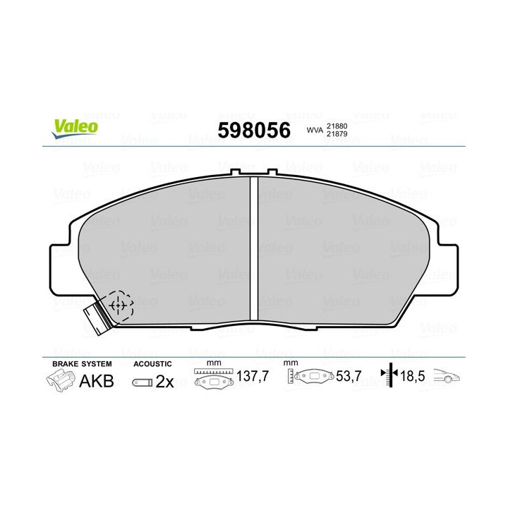 Stabdžių trinkelių rinkinys, diskinis stabdys VALEO 598056